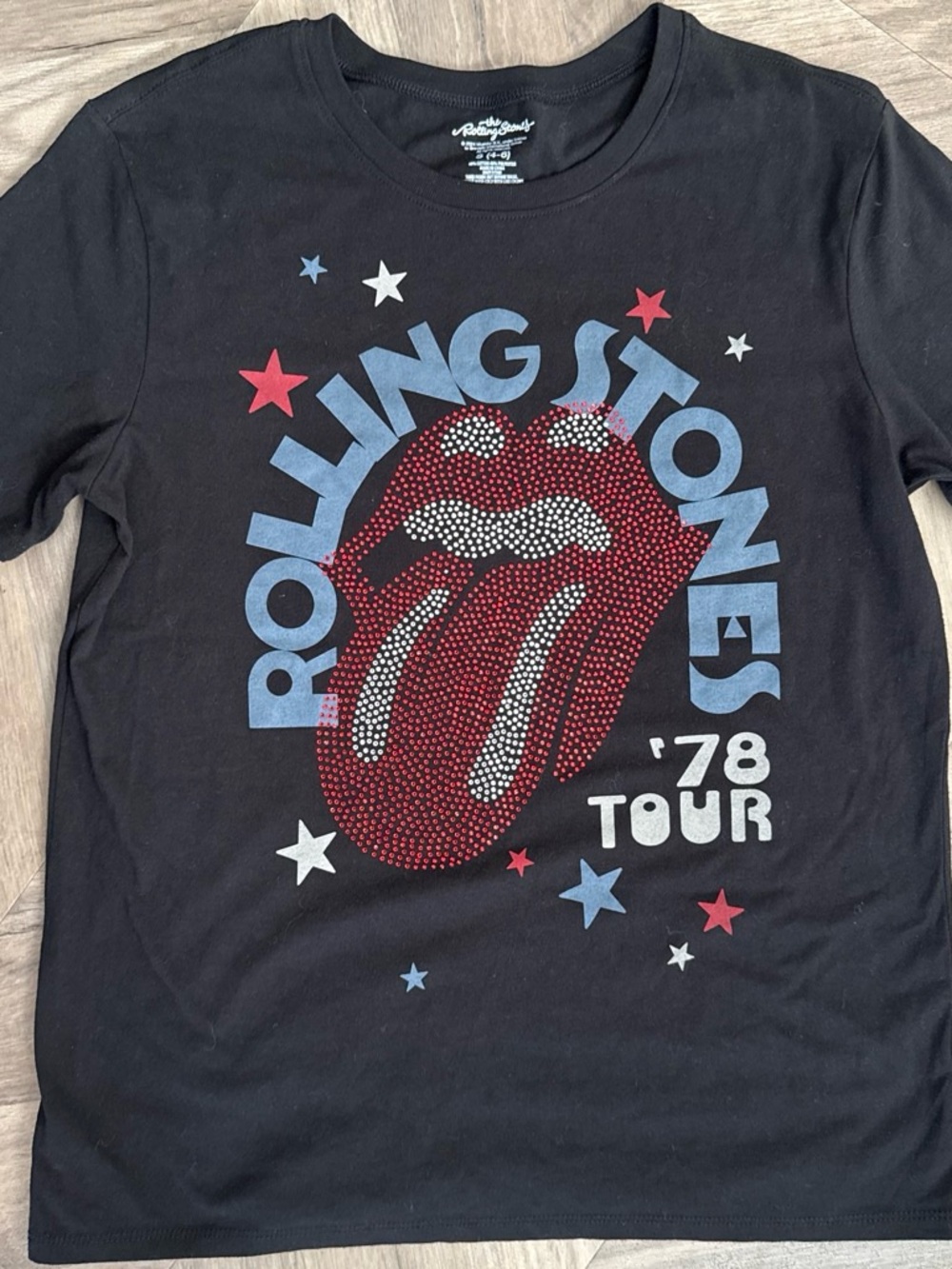 the Rolling Stones ‘78 Tour Black Tee with Rhinestones Y2K Vintage